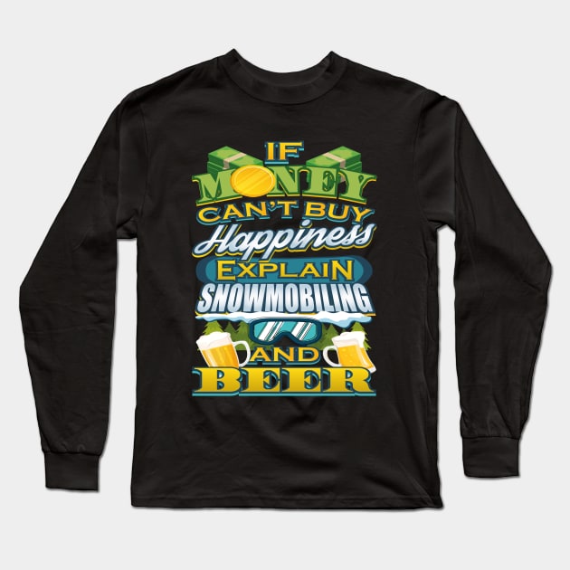 Snowmobiling and beer Long Sleeve T-Shirt by blueavocado